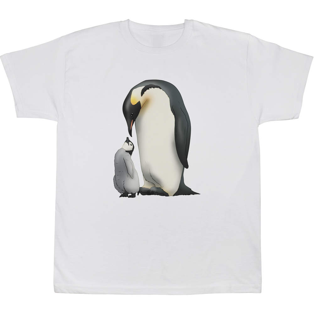 'Penguin Family' Kids T-Shirt - White, 12-13 Years - Graphic Tee, 100% Cotton Short Sleeve Top for Boys and Girls (TS00454870)