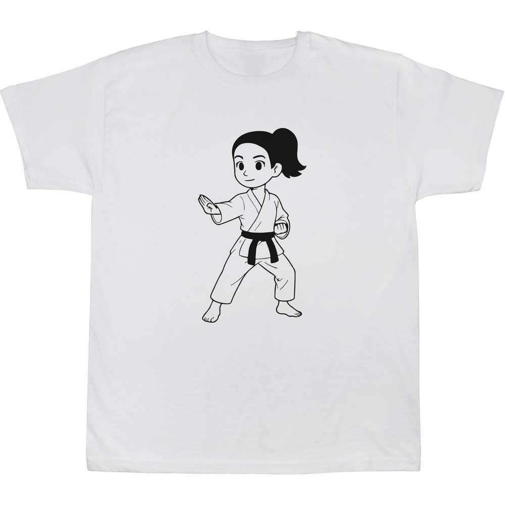 'Karate Girl' Kids T-Shirt - White, 12-13 Years - Graphic Tee, 100% Cotton Short Sleeve Top for Boys and Girls (TS00507922)