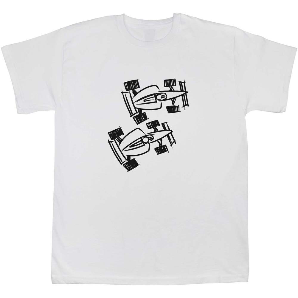 'Racing Cars' Kids T-Shirt - White, 14-15 Years - Graphic Tee, 100% Cotton Short Sleeve Top for Boys and Girls (TS00194403)