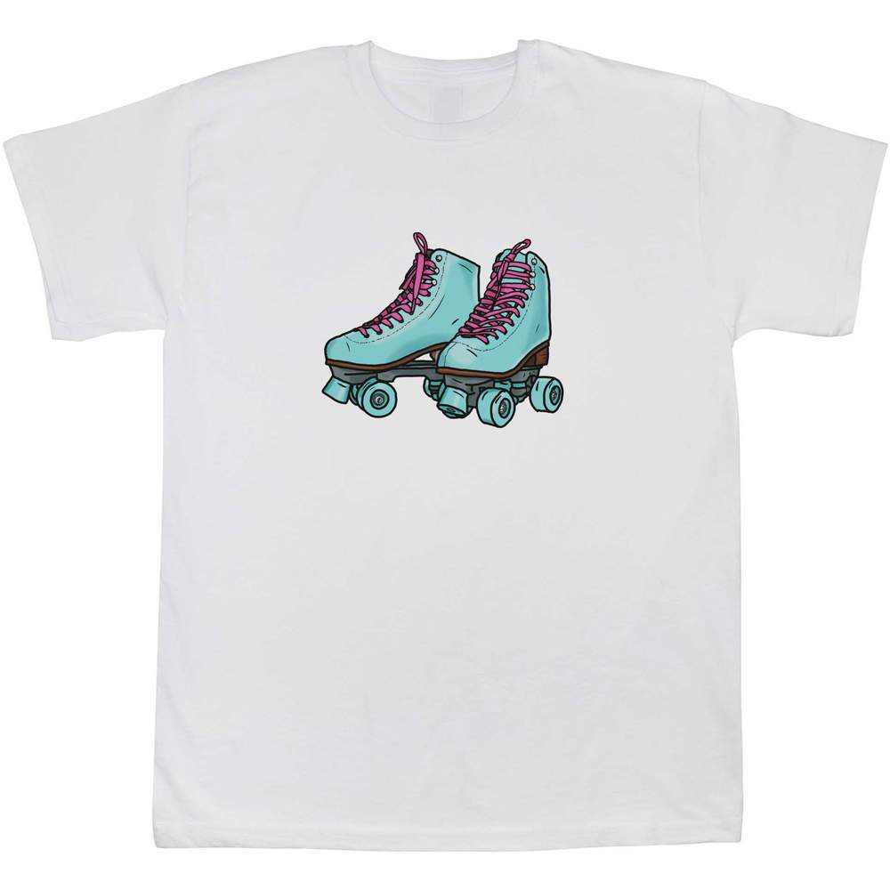 'Roller Skates' Kids T-Shirt - White, 14-15 Years - Graphic Tee, 100% Cotton Short Sleeve Top for Boys and Girls (TS00237717)