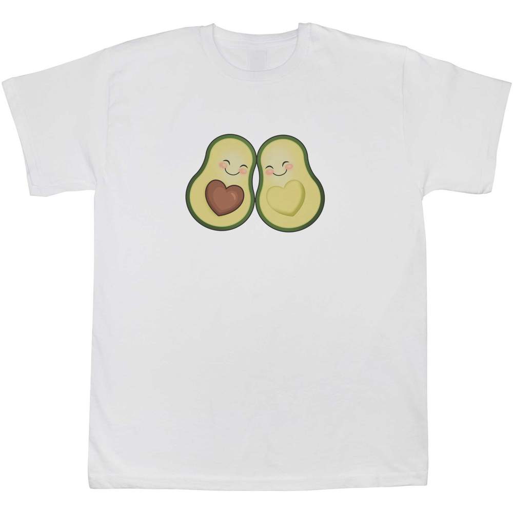 'Avocado Couple' Kids T-Shirt - White, 14-15 Years - Graphic Tee, 100% Cotton Short Sleeve Top for Boys and Girls (TS00250842)