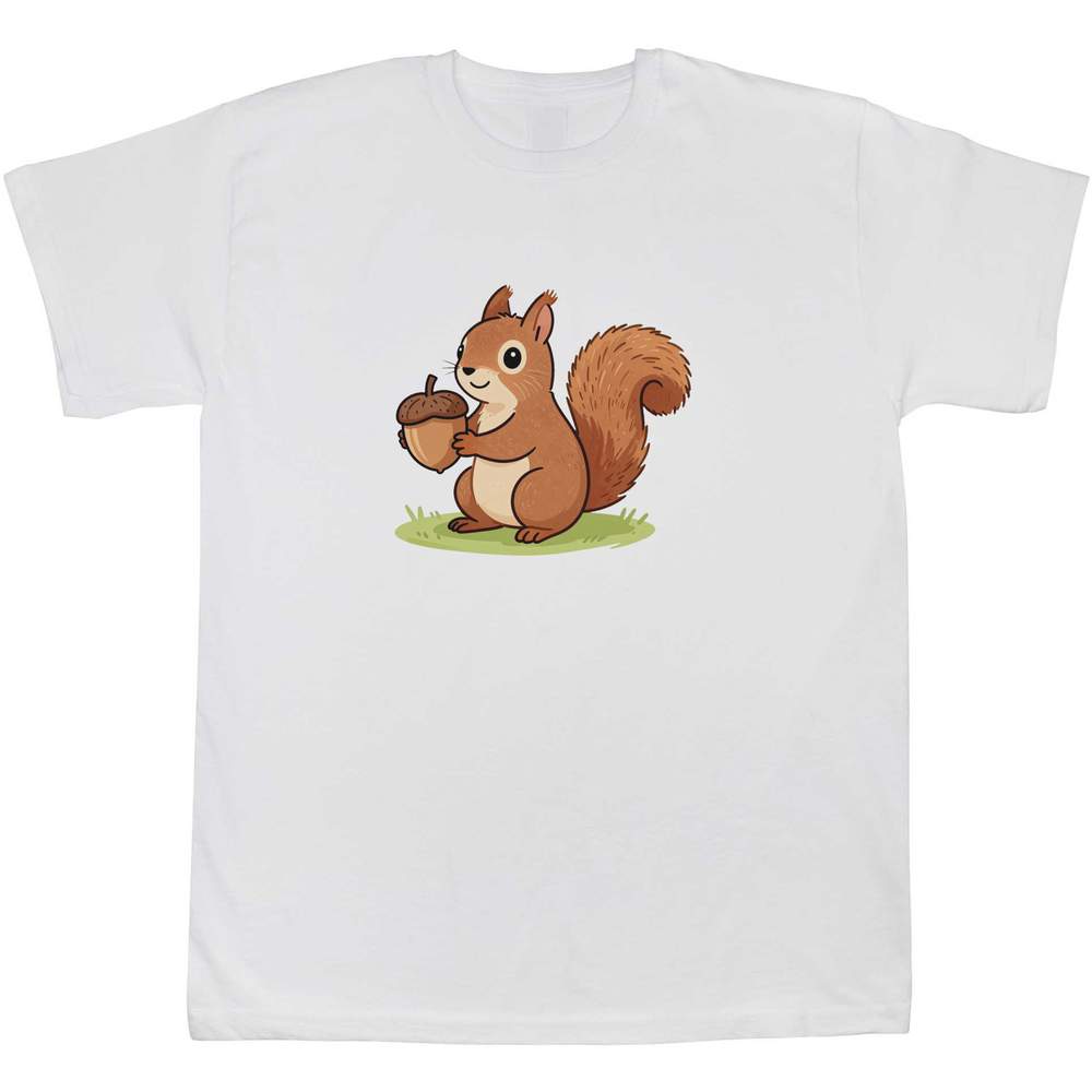 'Squirrel with Acorn' Kids T-Shirt - White, 14-15 Years - Graphic Tee, 100% Cotton Short Sleeve Top for Boys and Girls (TS00573196)