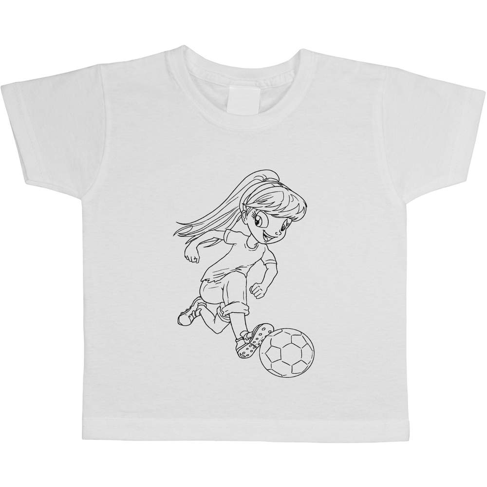 'Football Girl' Kids Cotton T-Shirt - Graphic Tee / Short Sleeve Top for Boys and Girls (TS006755)