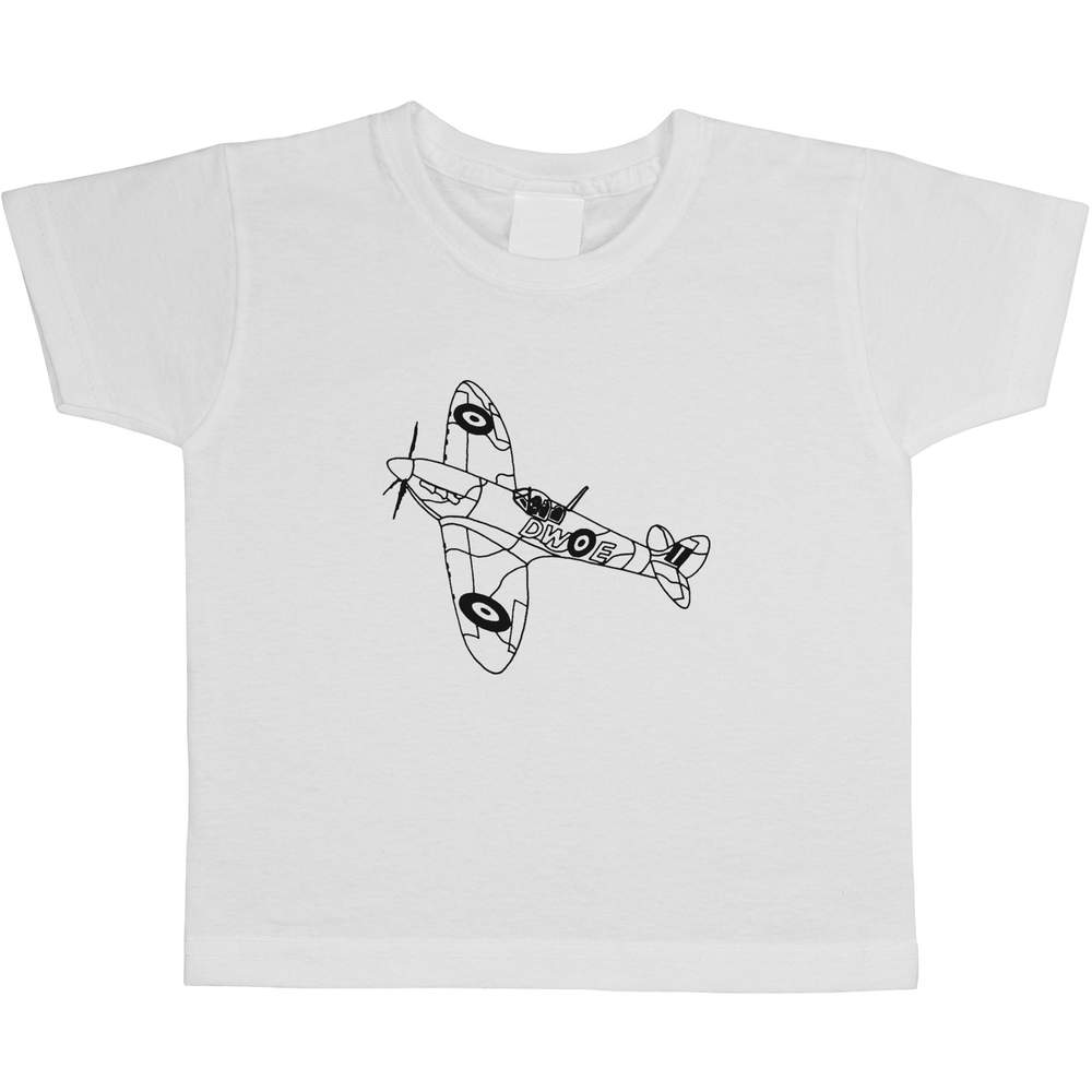 'Spitfire Plane' Kids Cotton T-Shirt - Graphic Tee / Short Sleeve Top for Boys and Girls (TS010838)