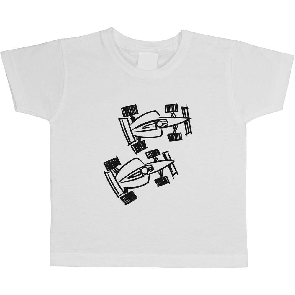 'Racing Cars' Kids T-Shirt - White, 3-4 Years - Graphic Tee, 100% Cotton Short Sleeve Top for Boys and Girls (TS00038571)