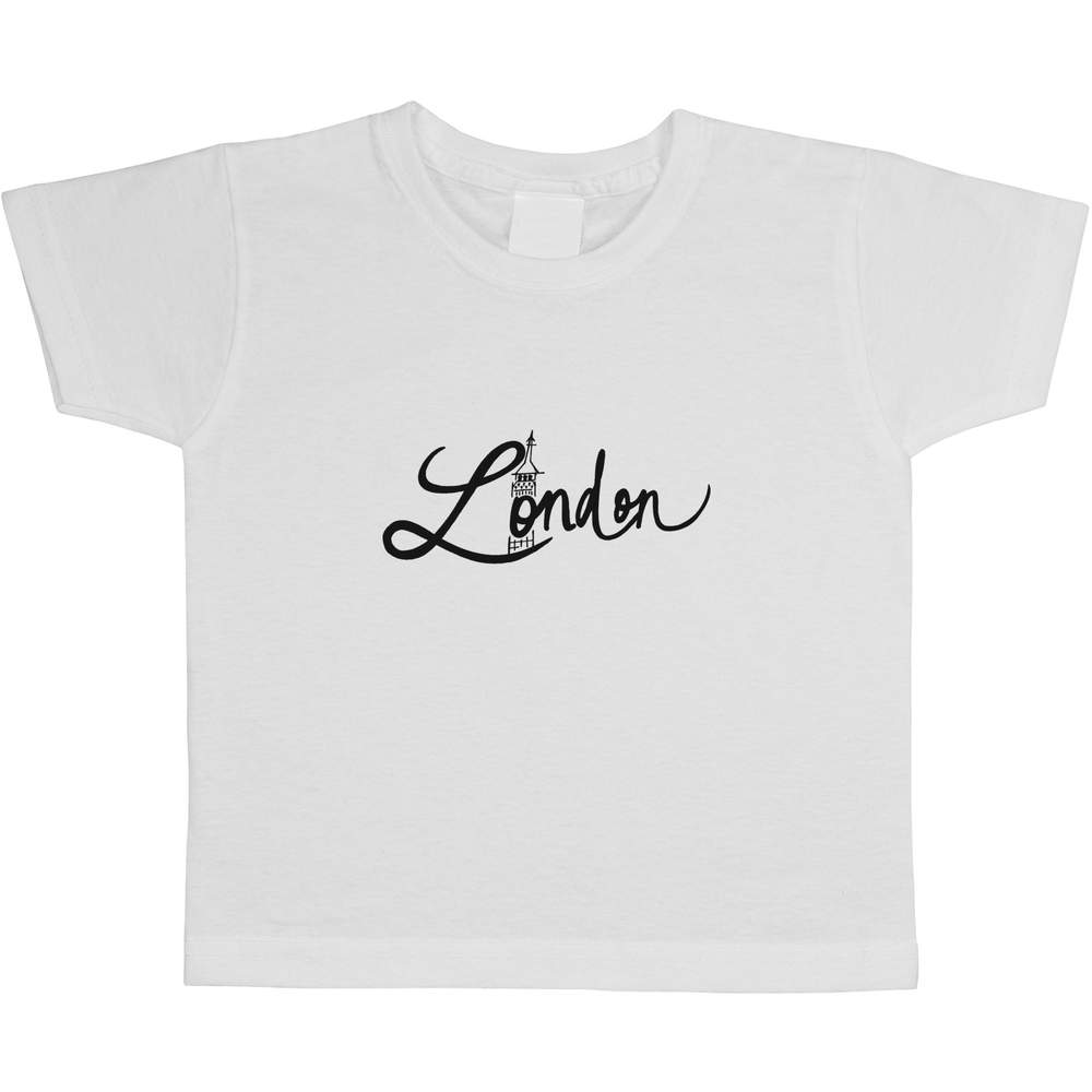'London Text' Kids Cotton T-Shirt - Graphic Tee / Short Sleeve Top for Boys and Girls (TS015498)