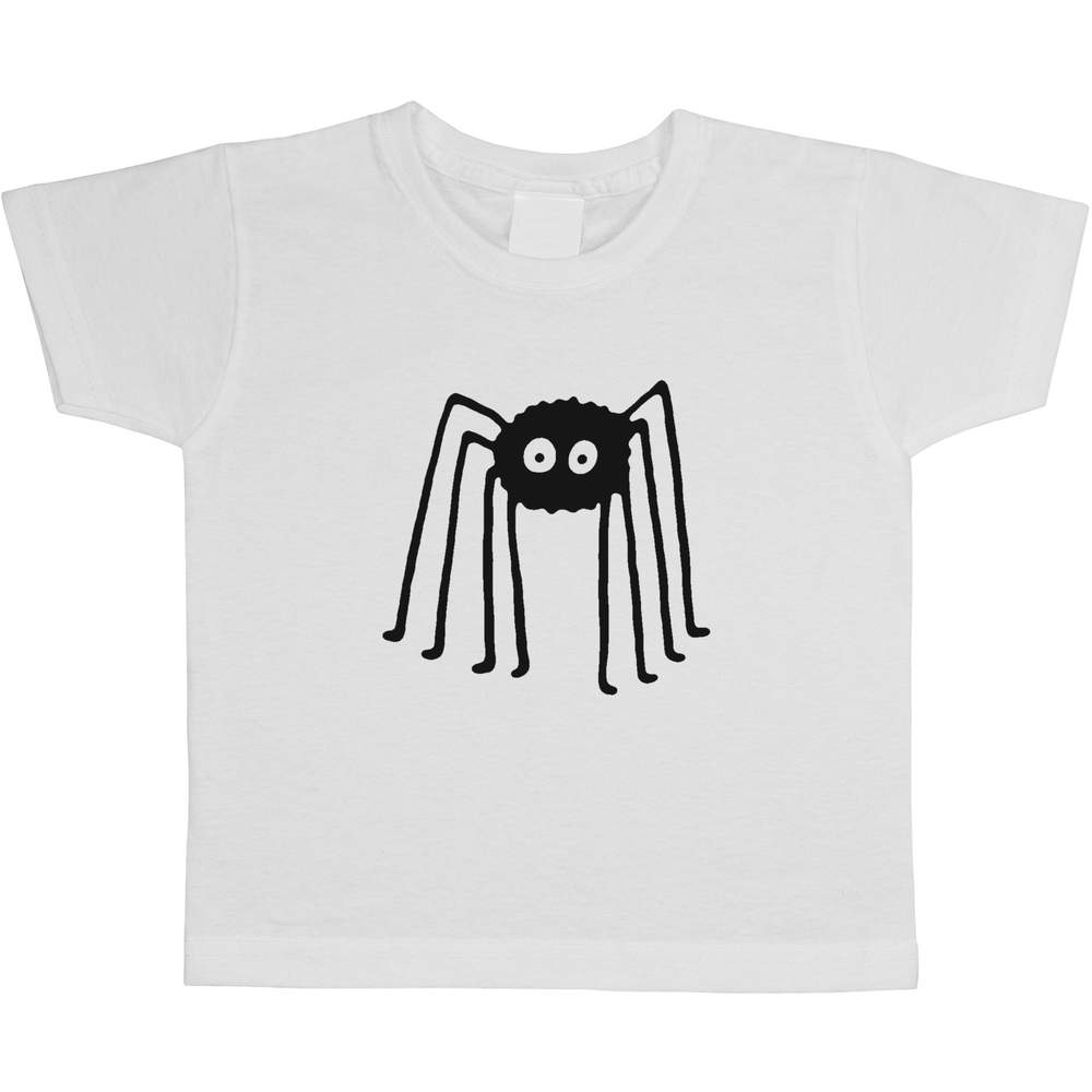 'Creepy Spider' Kids T-Shirt - White, 3-4 Years - Graphic Tee, 100% Cotton Short Sleeve Top for Boys and Girls (TS00060381)