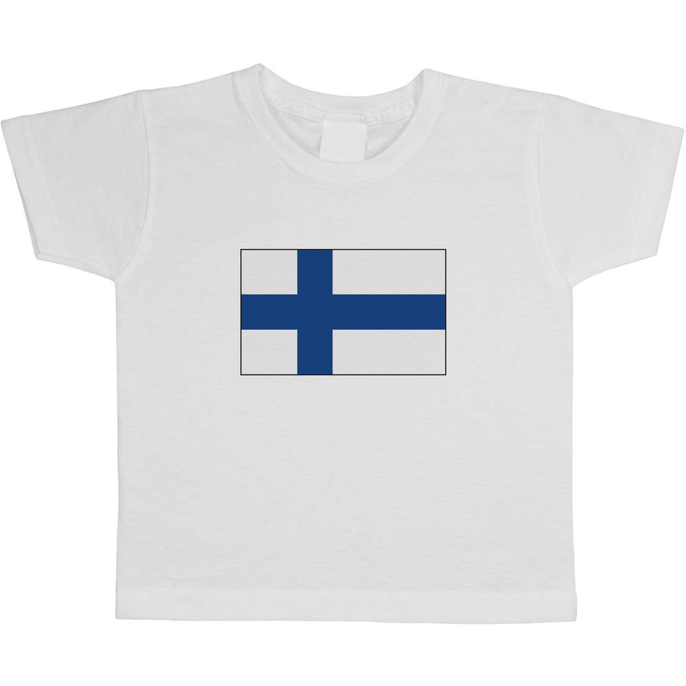 'Finland Flag' Kids Cotton T-Shirt - Graphic Tee / Short Sleeve Top for Boys and Girls (TS023048)