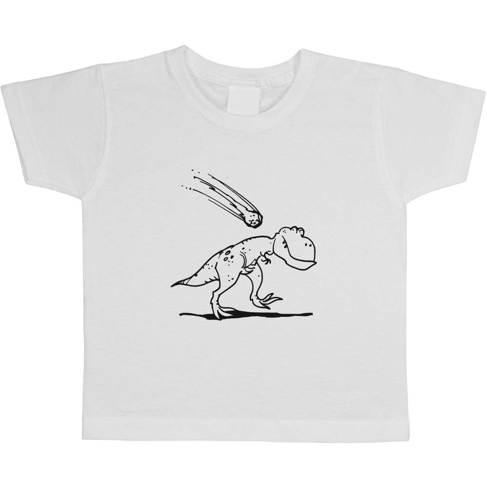 3-4 Years 'Dinosaur & Meteorite' Children's / Kid's T-Shirt (White) (TS00096765)