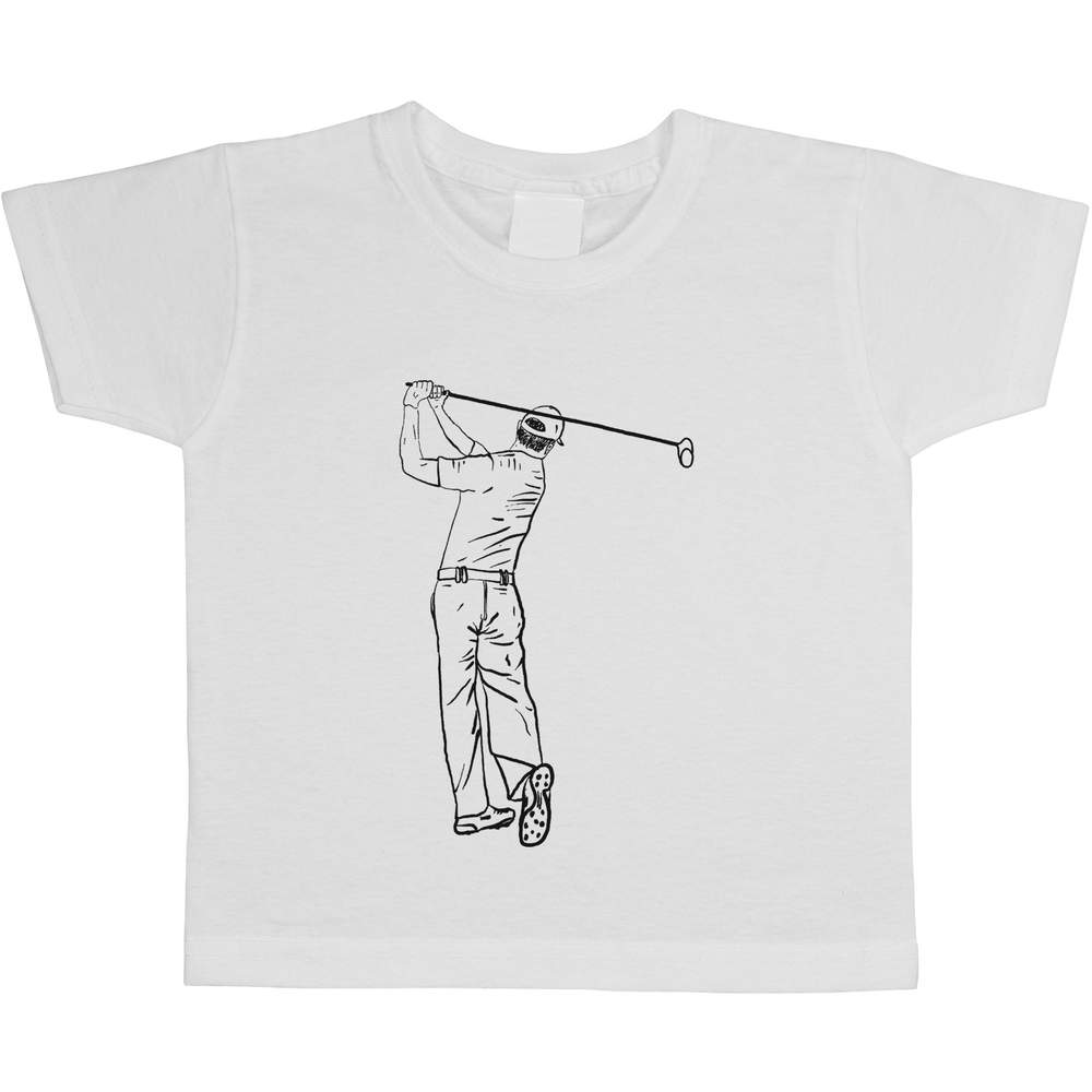 'Golf Swing' Kids Cotton T-Shirt - Graphic Tee / Short Sleeve Top for Boys and Girls (TS025485)