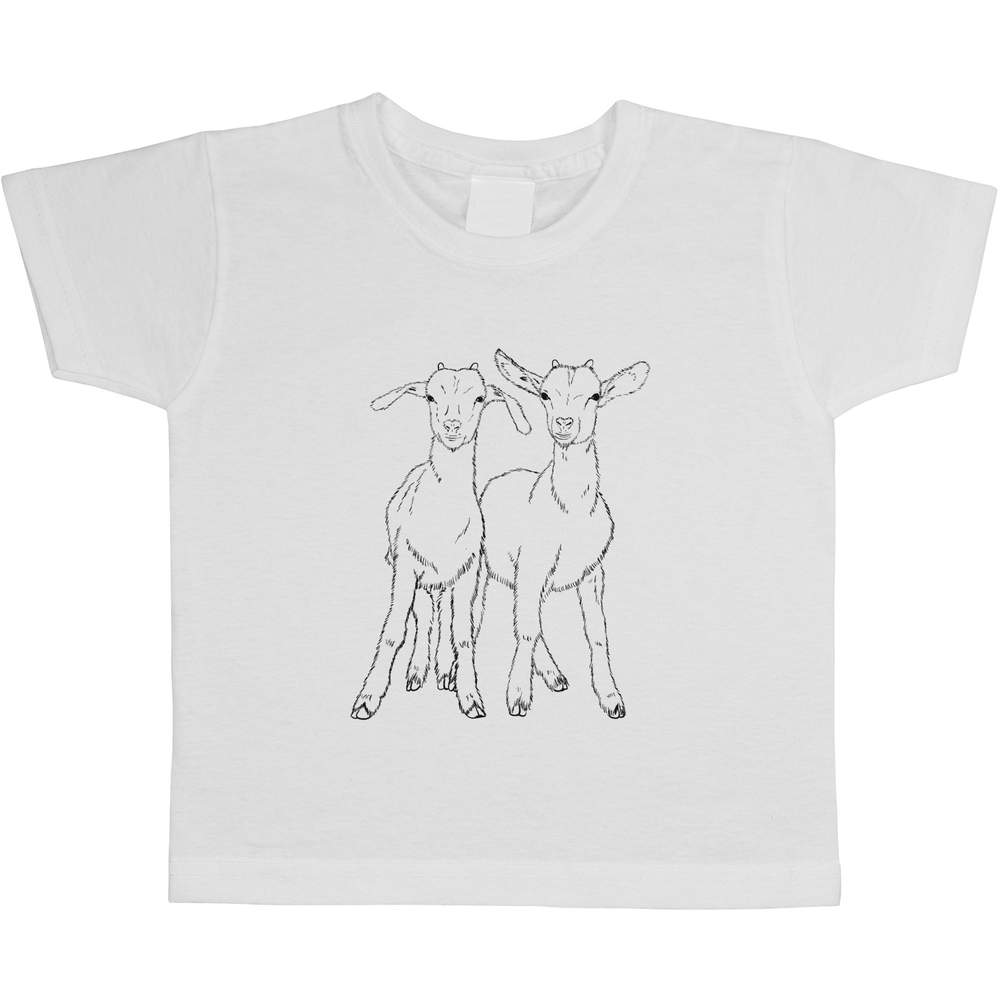 3-4 Years 'Pair Of Goats' Children's / Kid's T-Shirt (White) (TS00099260)