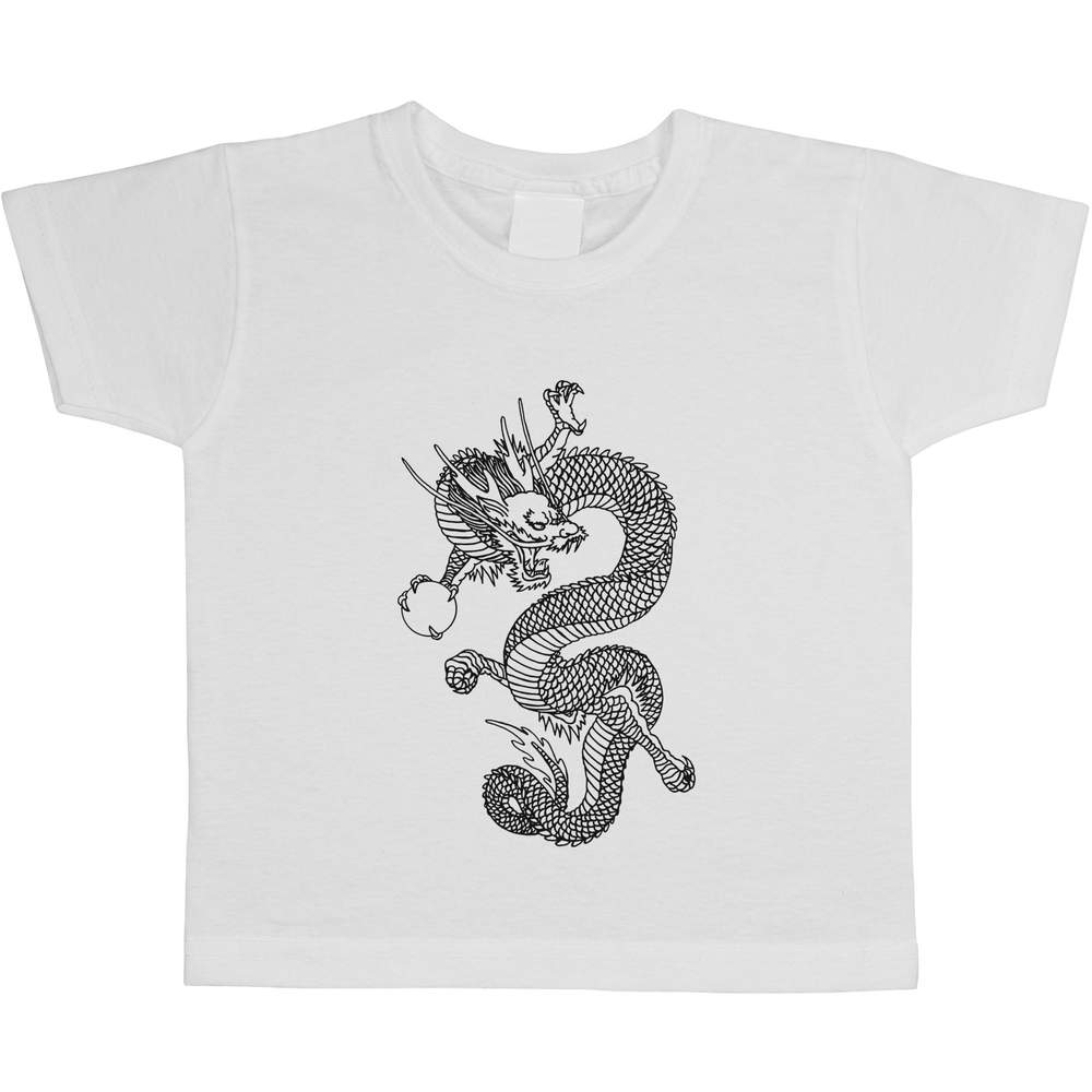 'Oriental Dragon' Kids Cotton T-Shirt - Graphic Tee / Short Sleeve Top for Boys and Girls (TS027569)