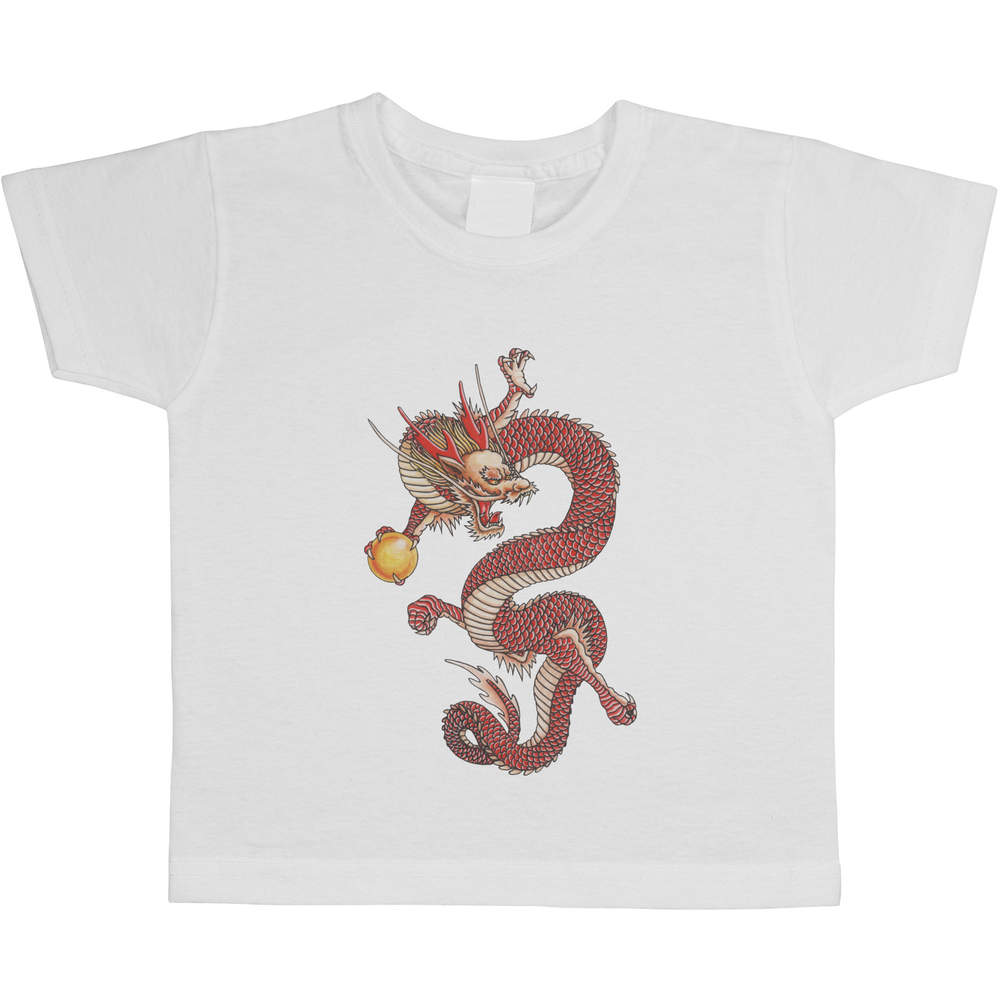 'Oriental Dragon' Kids Cotton T-Shirt - Graphic Tee / Short Sleeve Top for Boys and Girls (TS027570)