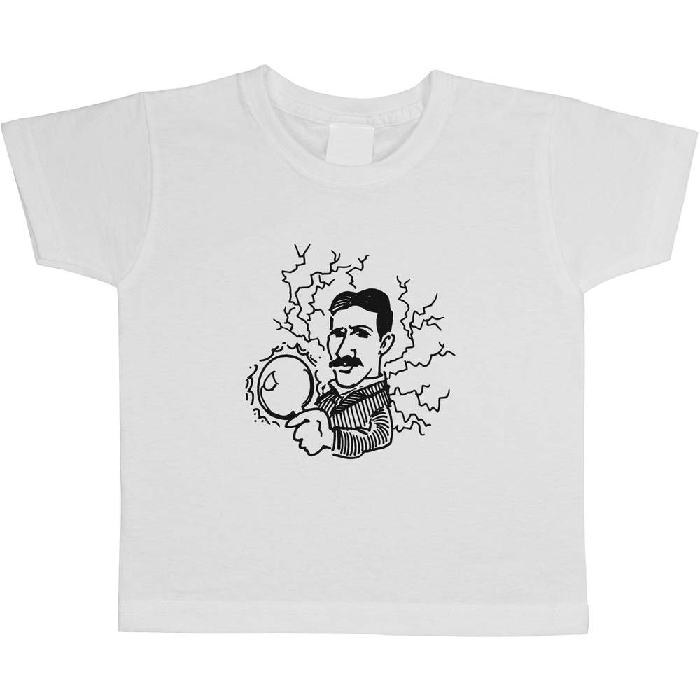 'Nikola Tesla' Kids Cotton T-Shirt - Graphic Tee / Short Sleeve Top for Boys and Girls (TS028370)