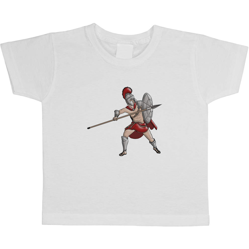 'Spartan Warrior' Kids T-Shirt - White, 3-4 Years - Graphic Tee, 100% Cotton Short Sleeve Top for Boys and Girls (TS00123380)