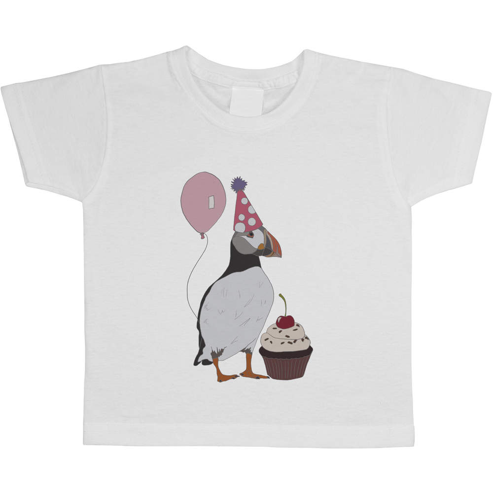 'Party Puffin & Cupcake' Children's / Kid's Cotton T-Shirts (TS029821)