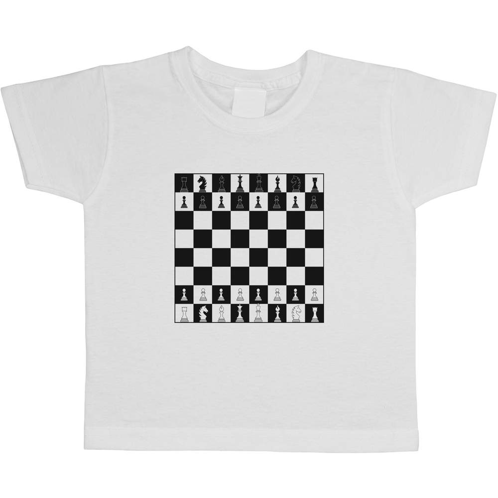 'Chess Board & Pieces' Kids Cotton T-Shirt - Graphic Tee / Short Sleeve Top for Boys and Girls (TS029943)