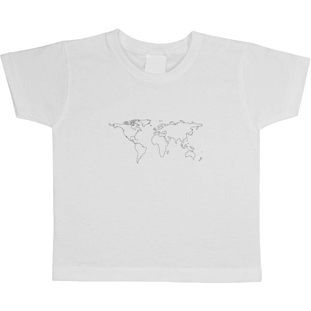 3-4 Years 'World Map' Children's / Kid's T-Shirt (White) (TS00131558)