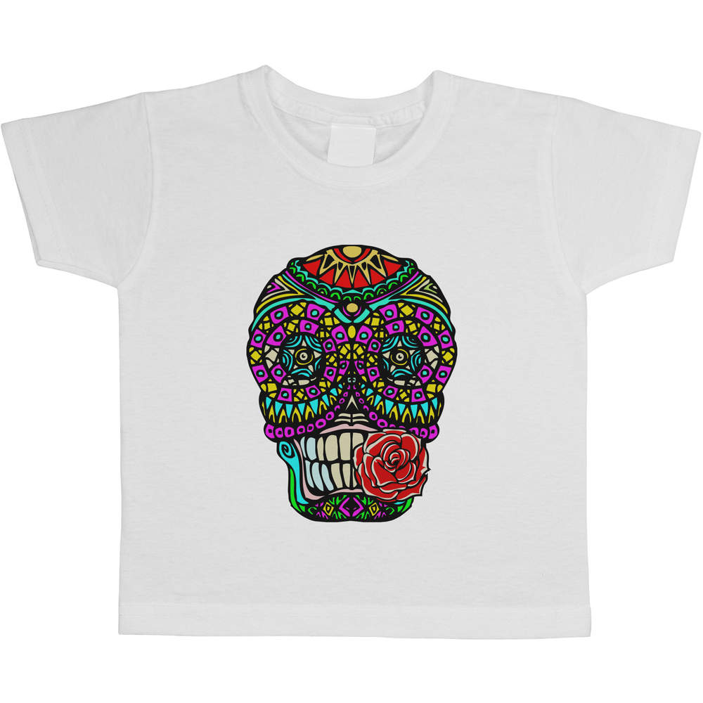 'Sugar Skull With Rose' Children's / Kid's Cotton T-Shirts (TS037434)