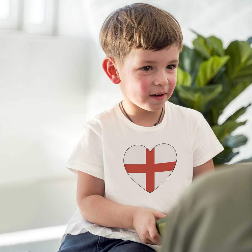 'England Flag Love Heart' Children's / Kid's Cotton T-Shirts (TS038243) - Picture 5 of 9