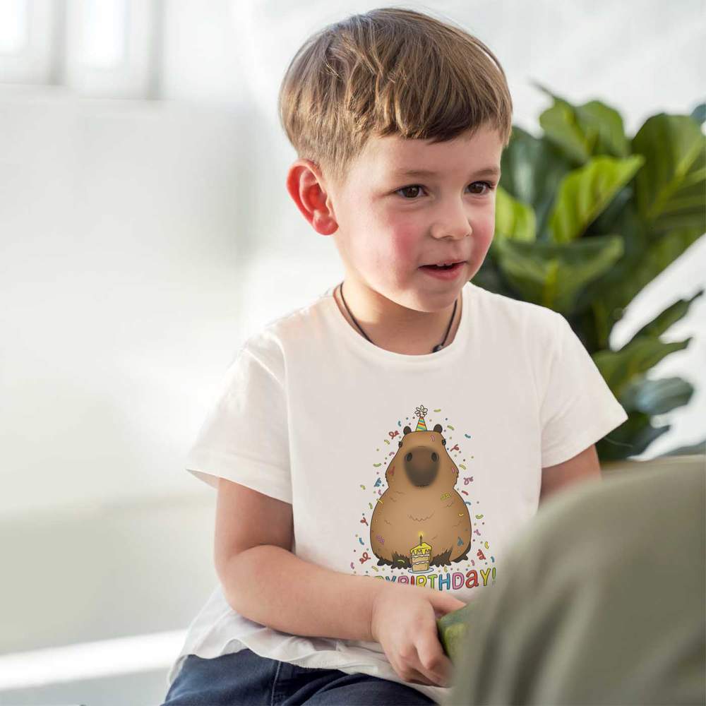 'Capybara Birthday Greeting' Children's / Kid's Cotton T-Shirts (TS038248) - Picture 5 of 9