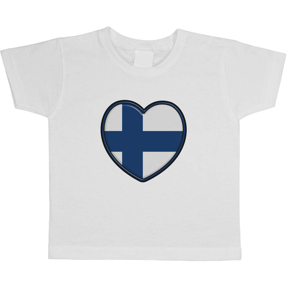 'Finland Flag Heart' Children's / Kid's Cotton T-Shirts (TS039632)