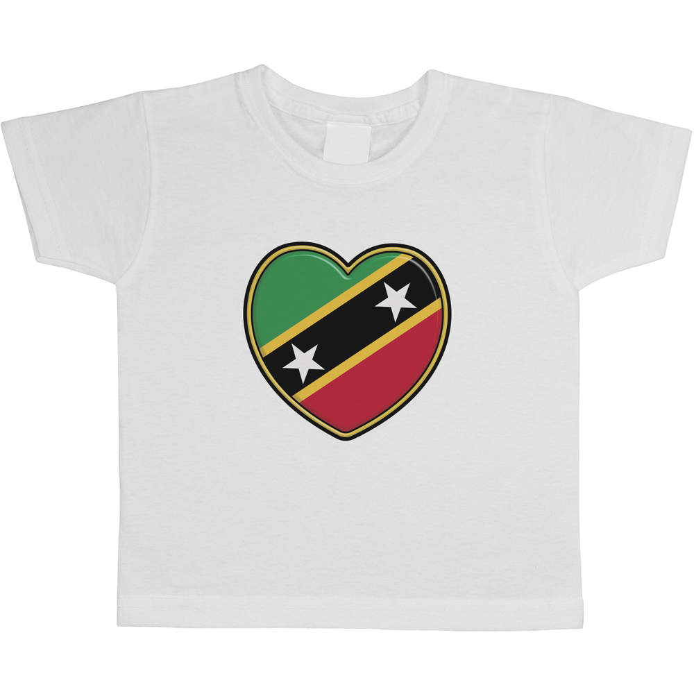 'St Kitts & Nevis Heart' Kids Cotton T-Shirt - Graphic Tee / Short Sleeve Top for Boys and Girls (TS040759)