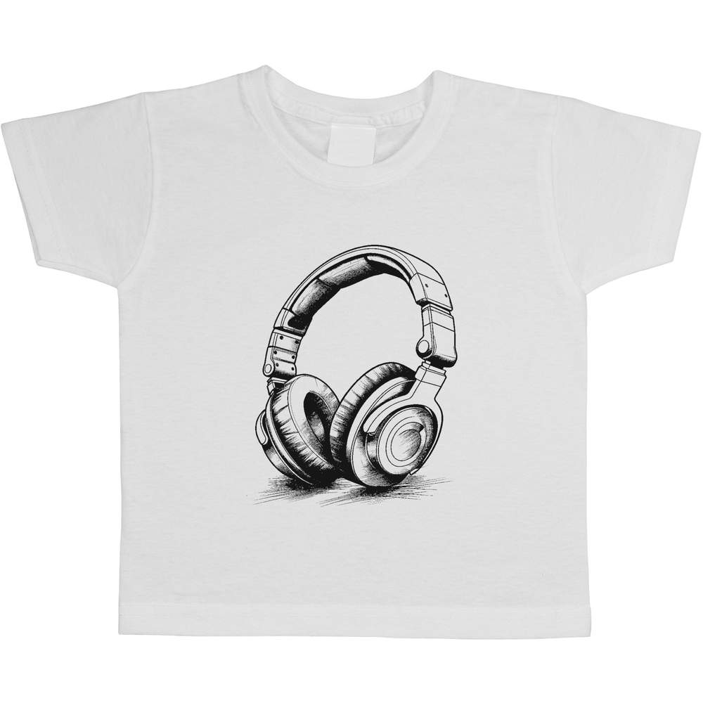 'Headphones' Kids Cotton T-Shirt - Graphic Tee / Short Sleeve Top for Boys and Girls (TS041131)
