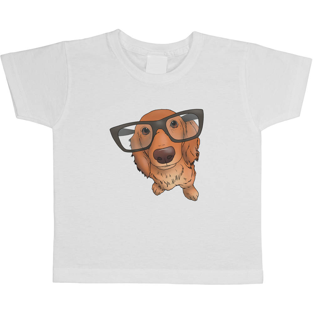 'Dachshund Wearing Glasses' Children's / Kid's Cotton T-Shirts (TS042037)