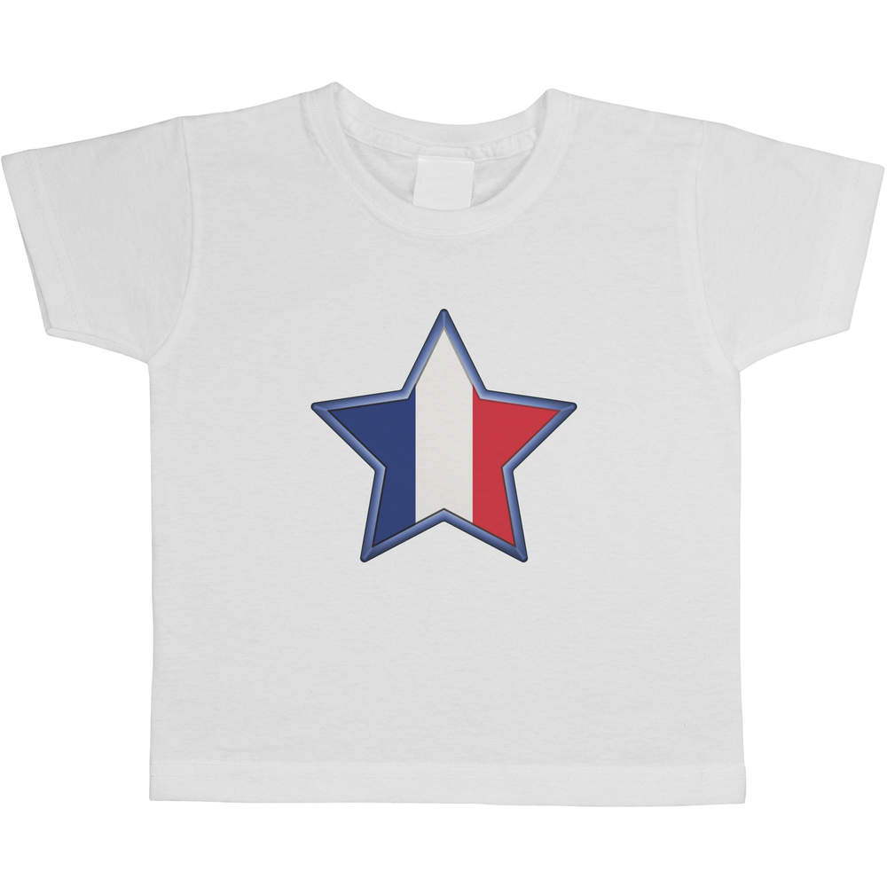 'France Star' Kids Cotton T-Shirt - Graphic Tee / Short Sleeve Top for Boys and Girls (TS042051)