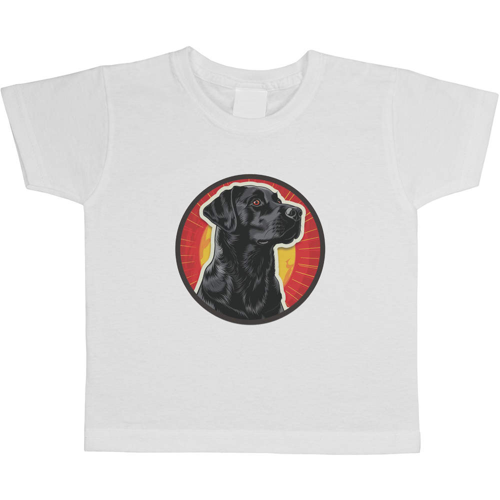 'Black Labrador in Circle Frame' Children's / Kid's Cotton T-Shirts (TS047164)