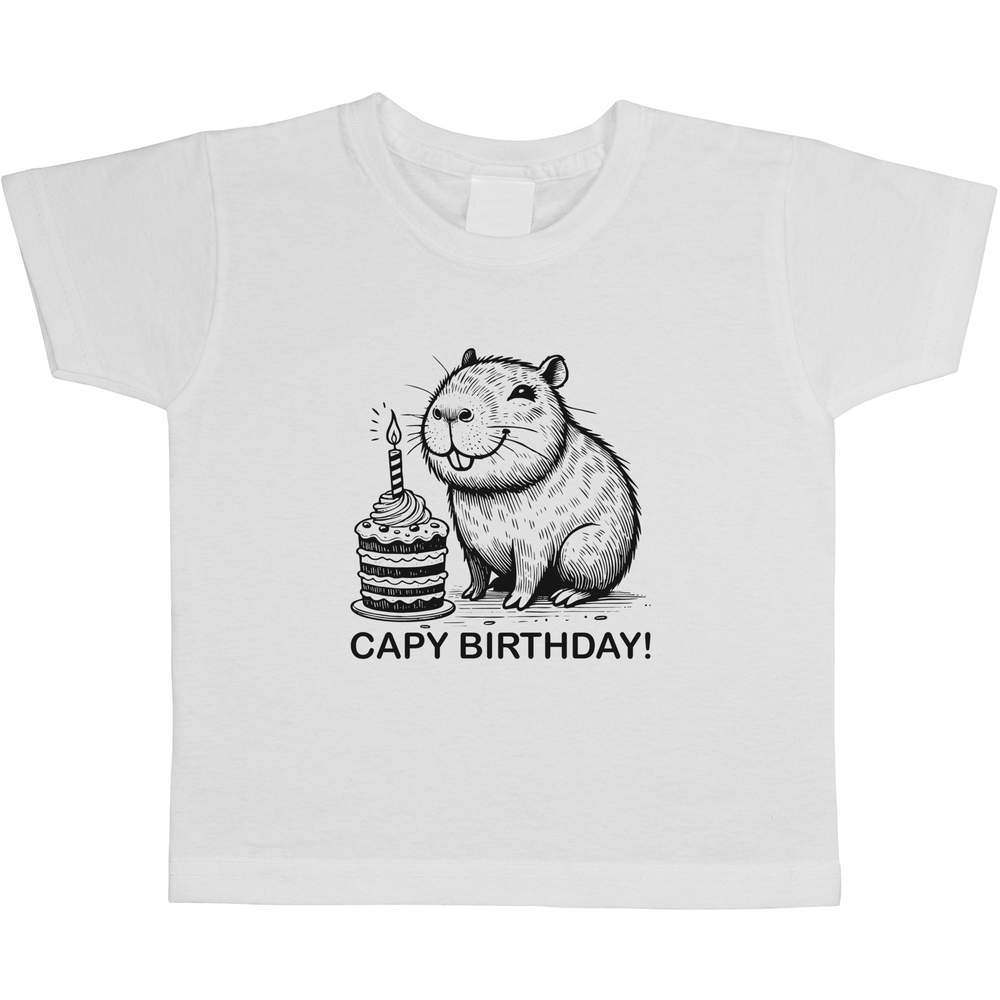 'Capybara Birthday' Kids Cotton T-Shirt - Graphic Tee / Short Sleeve Top for Boys and Girls (TS052603)