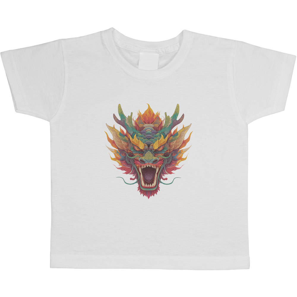 'Chinese Dragon Head' Kids Cotton T-Shirt - Graphic Tee / Short Sleeve Top for Boys and Girls (TS054005)