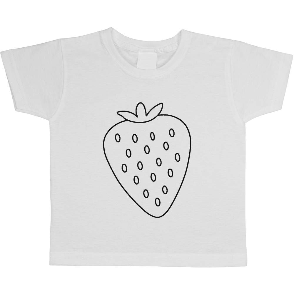 'Strawberry Outline' Children's / Kid's Cotton T-Shirts (TS056066)