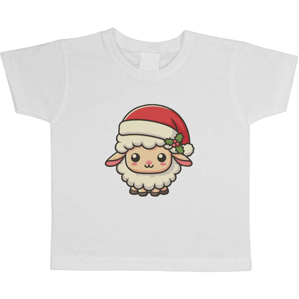'Baby Sheep Wearing Santa Hat' Children's / Kid's Cotton T-Shirts (TS058001)