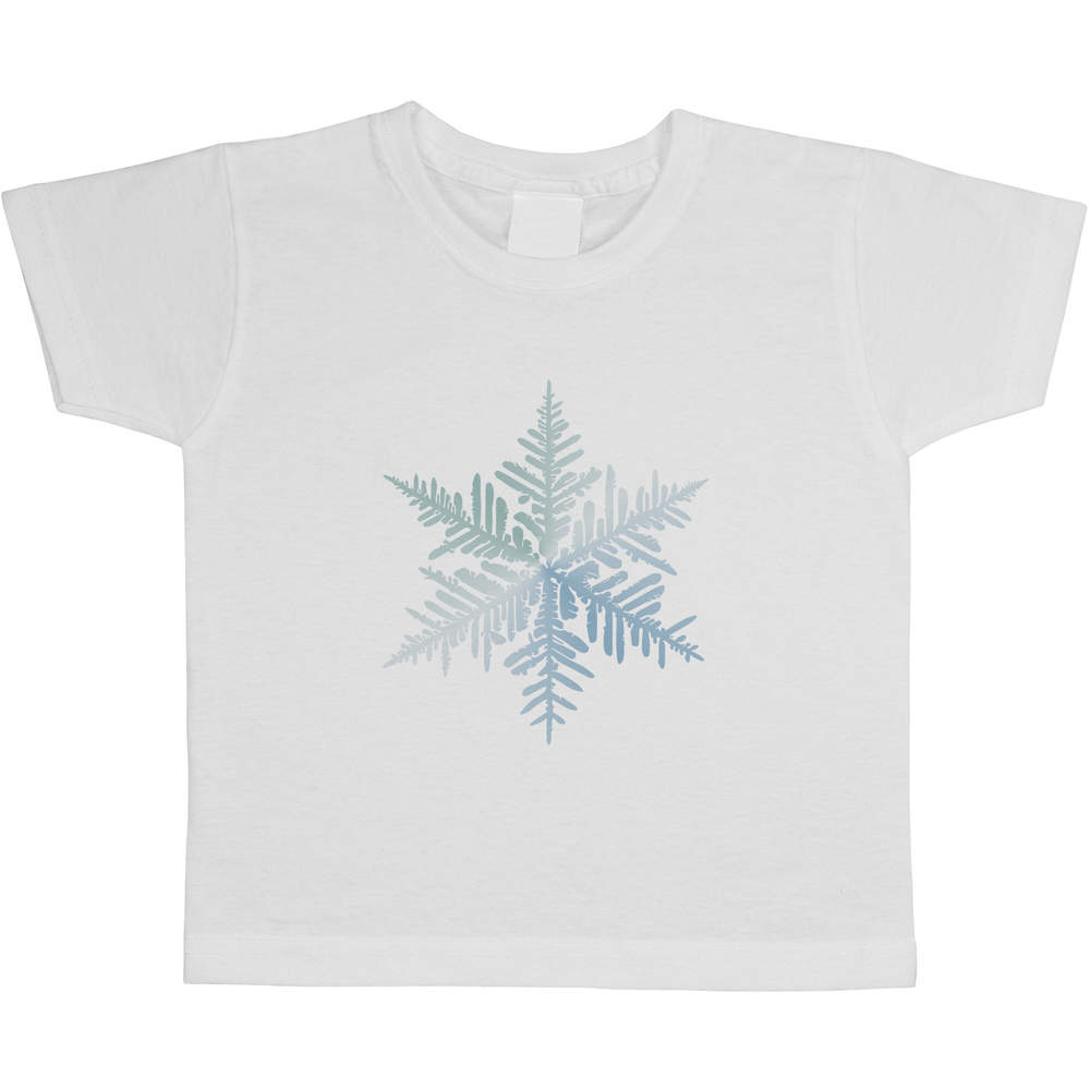 'Ice Blue Snowflake' Kids Cotton T-Shirt - Graphic Tee / Short Sleeve Top for Boys and Girls (TS058353)