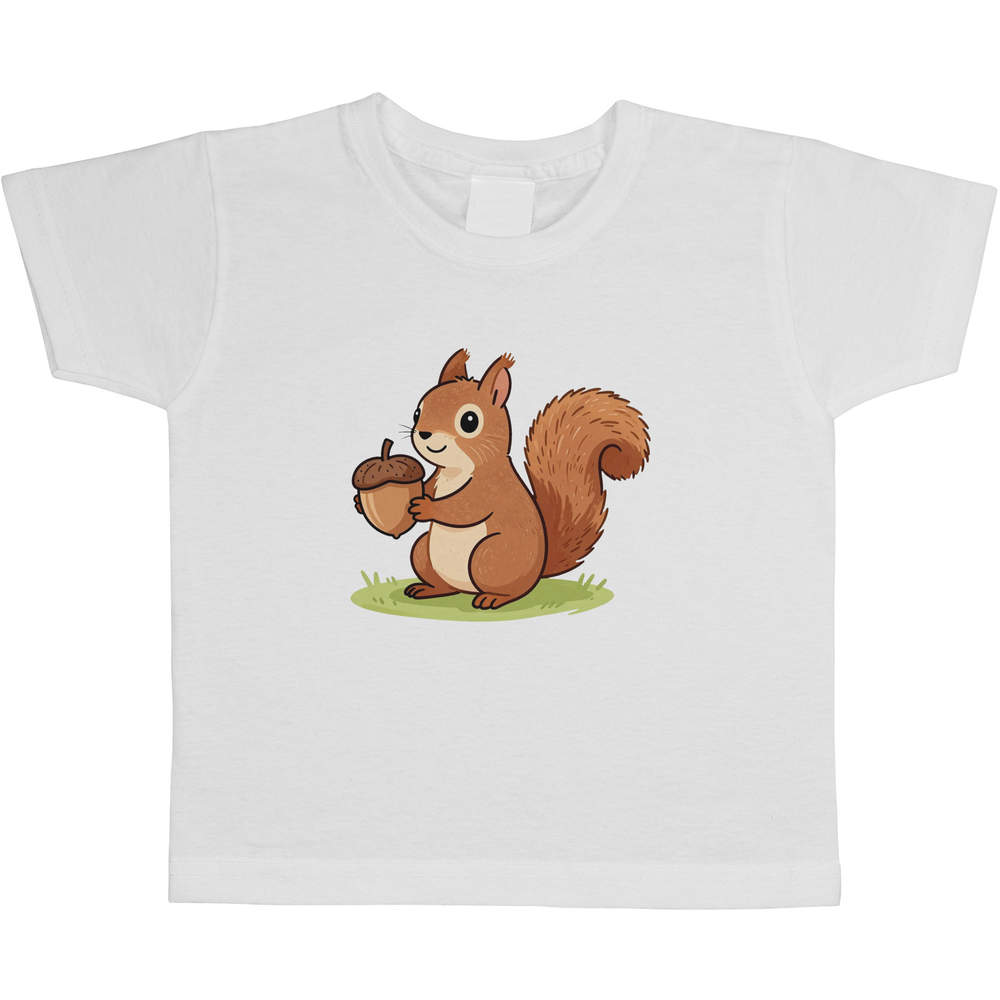 'Squirrel with Acorn' Kids Cotton T-Shirt - Graphic Tee / Short Sleeve Top for Boys and Girls (TS061953)