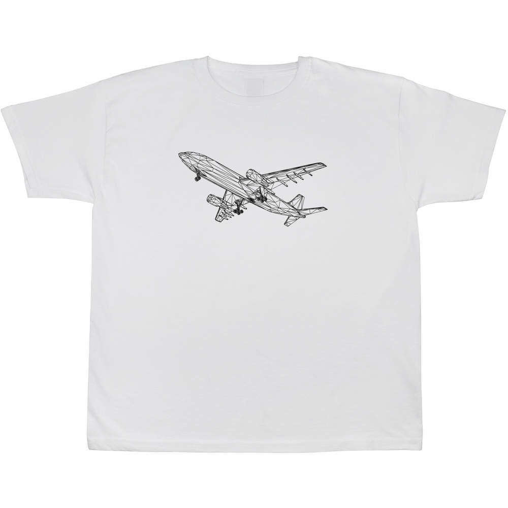 'Passenger Plane' Kids T-Shirt - White, 5-6 Years - Graphic Tee, 100% Cotton Short Sleeve Top for Boys and Girls (TS00037642)