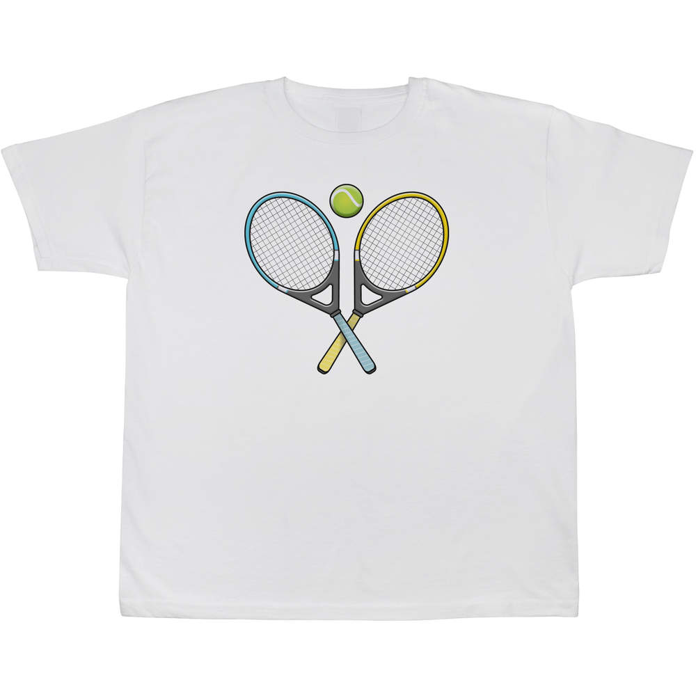 'Tennis' Kids T-Shirt - White, 5-6 Years - Graphic Tee, 100% Cotton Short Sleeve Top for Boys and Girls (TS00088366)