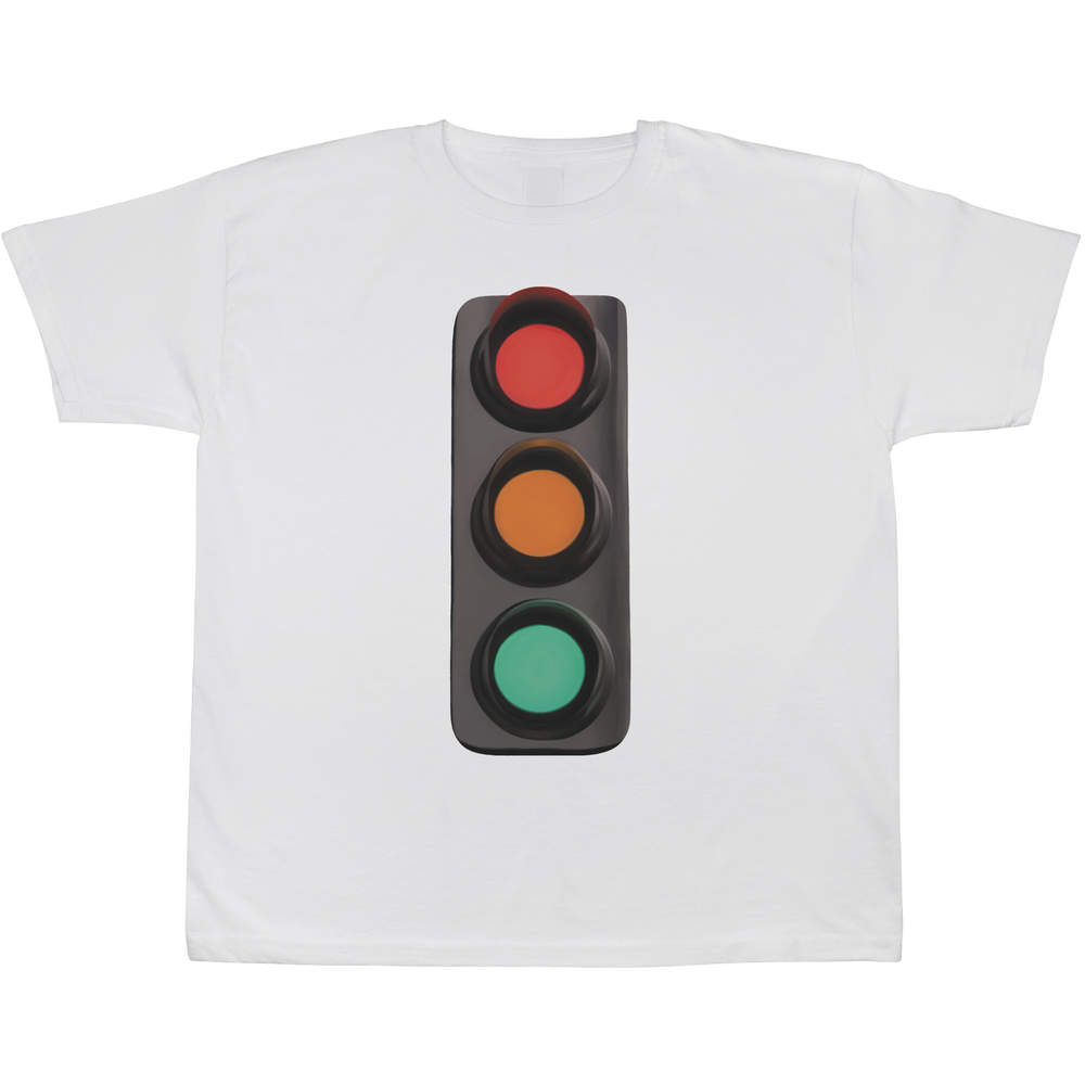 'Traffic Light' Kids T-Shirt - White, 5-6 Years - Graphic Tee, 100% Cotton Short Sleeve Top for Boys and Girls (TS00089908)
