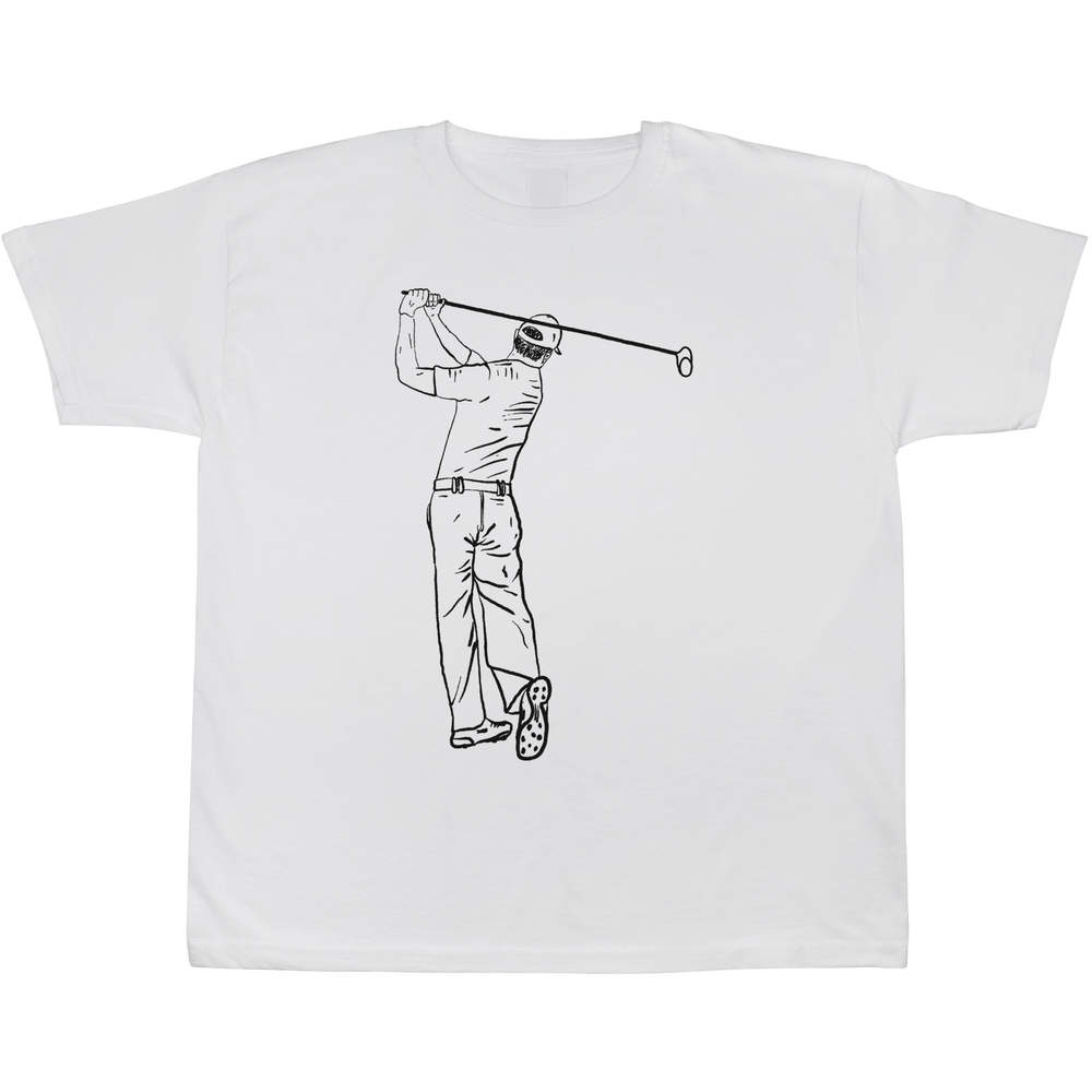 'Golf Swing' Kids T-Shirt - White, 5-6 Years - Graphic Tee, 100% Cotton Short Sleeve Top for Boys and Girls (TS00099153)