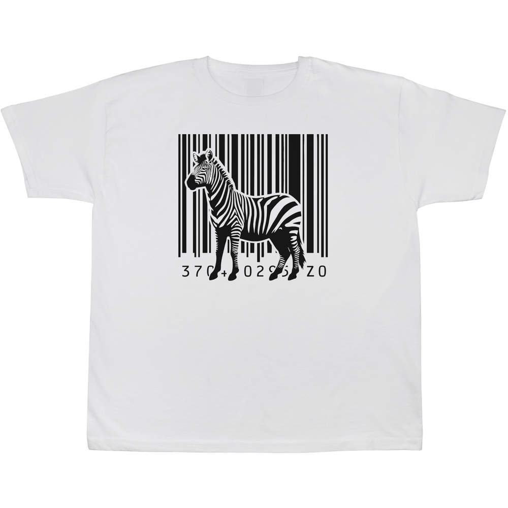 5-6 Years 'Barcode Zebra Stripes' Children's / Kid's T-Shirt (White) (TS00424369)