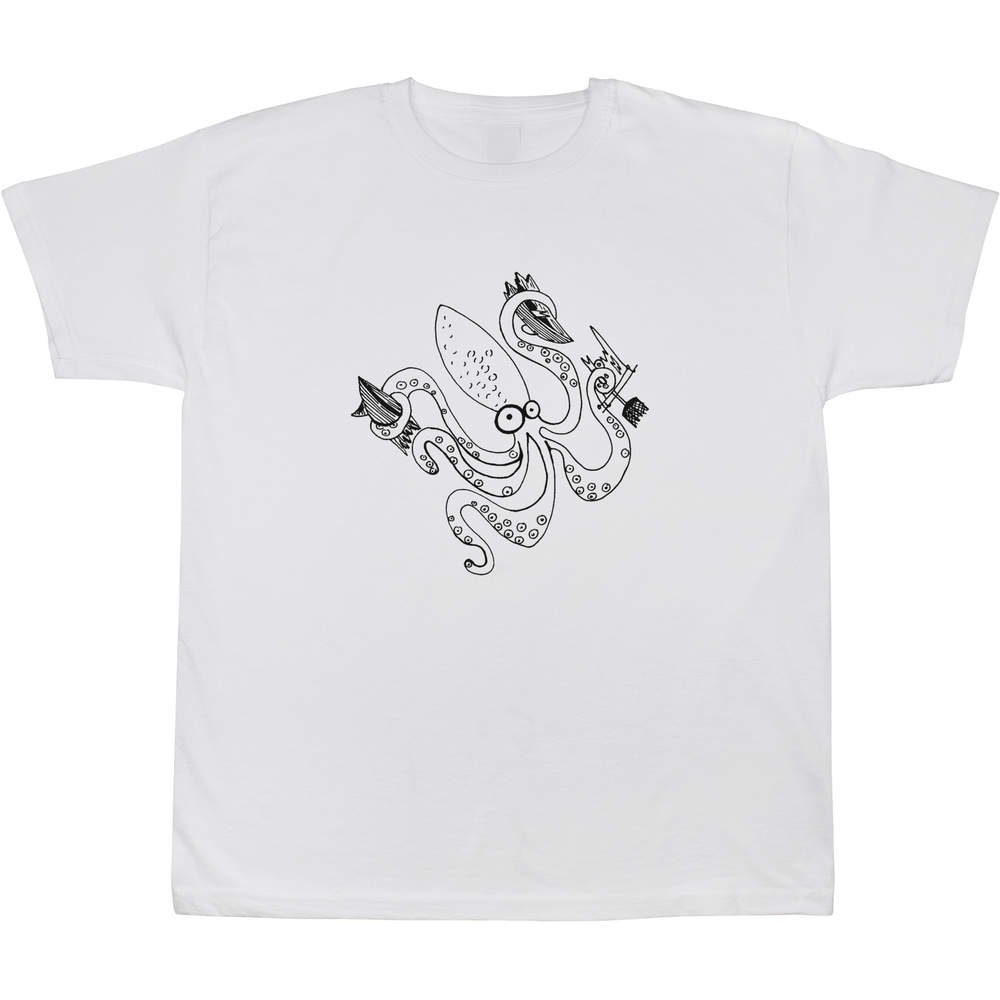 7-8 Years 'Kraken' Children's / Kid's T-Shirt (White) (TS00017975)