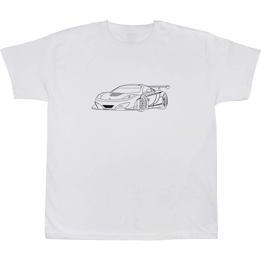 'Sports Car' Kids T-Shirt - White, 7-8 Years - Graphic Tee, 100% Cotton Short Sleeve Top for Boys and Girls (TS00019121)