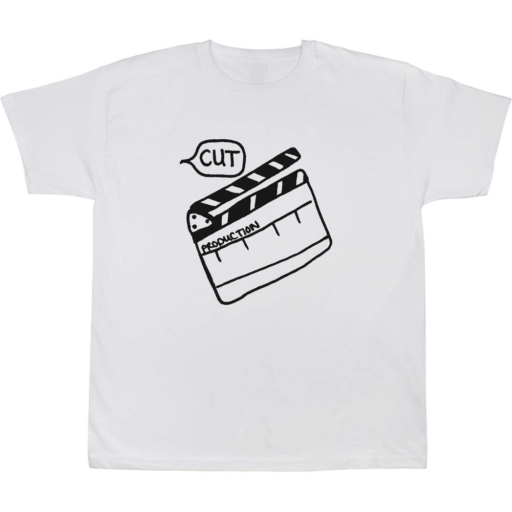 'Directors Clapper Board' Kids T-Shirt - White, 7-8 Years - Graphic Tee, 100% Cotton Short Sleeve Top for Boys and Girls (TS00035273)