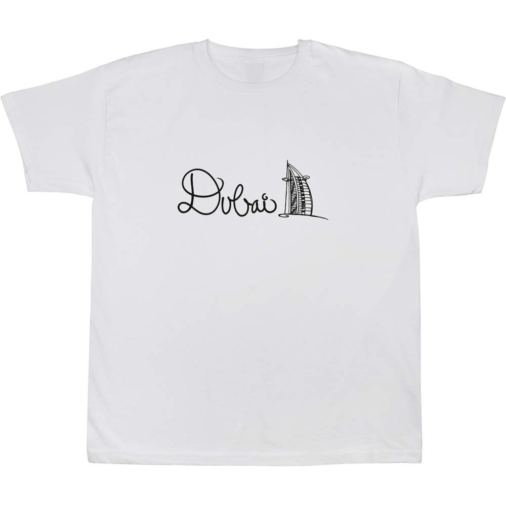 'Dubai Text' Kids T-Shirt - White, 7-8 Years - Graphic Tee, 100% Cotton Short Sleeve Top for Boys and Girls (TS00046037)