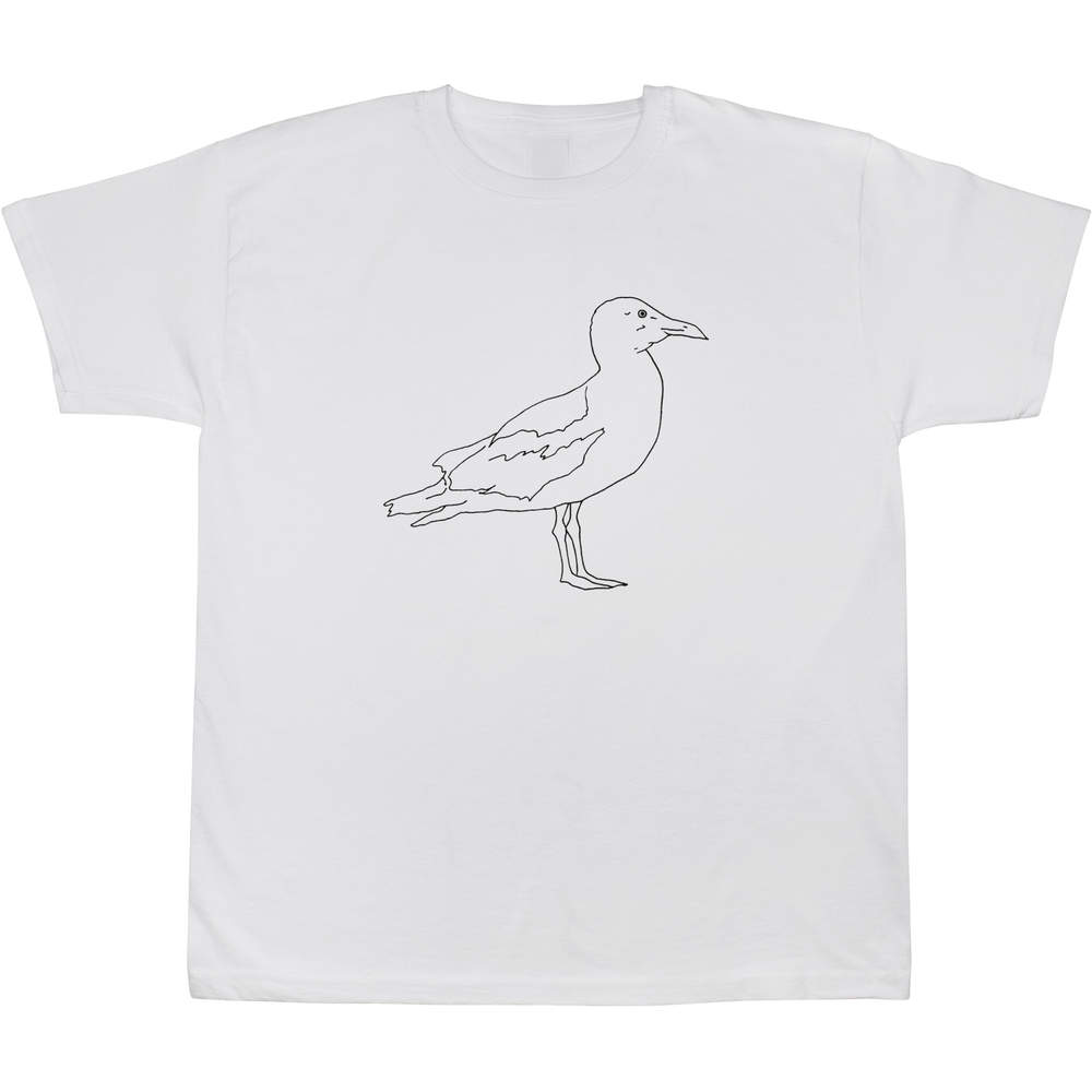 7-8 Years 'Side View Seagull' Children's / Kid's T-Shirt (White) (TS00093119)