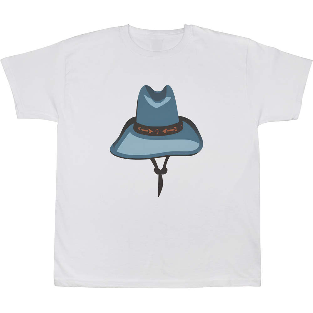 'Cowboy Hat' Kids T-Shirt - White, 7-8 Years - Graphic Tee, 100% Cotton Short Sleeve Top for Boys and Girls (TS00375347)