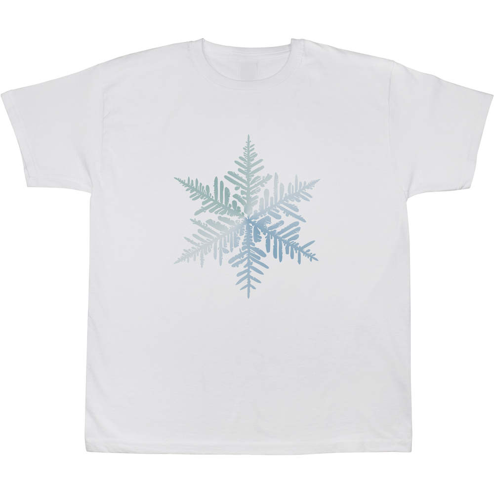 'Ice Blue Snowflake' Kids T-Shirt - White, 7-8 Years - Graphic Tee, 100% Cotton Short Sleeve Top for Boys and Girls (TS00537008)