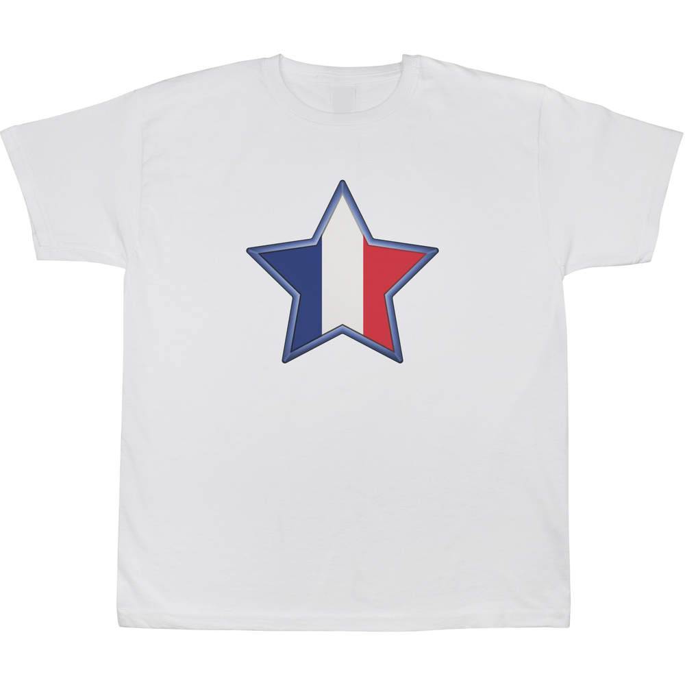 'France Star' Kids T-Shirt - White, 9-11 Years - Graphic Tee, 100% Cotton Short Sleeve Top for Boys and Girls (TS00349985)